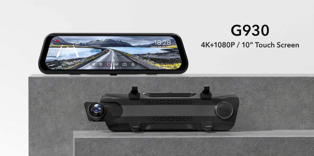 WOLFBOX G930 4K Mirror Dash Cam 10” Touch Screen GPS WiFi Rear Camera NEW