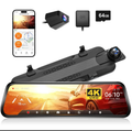WOLFBOX G930 4K Mirror Dash Cam 10” Touch Screen GPS WiFi Rear Camera NEW