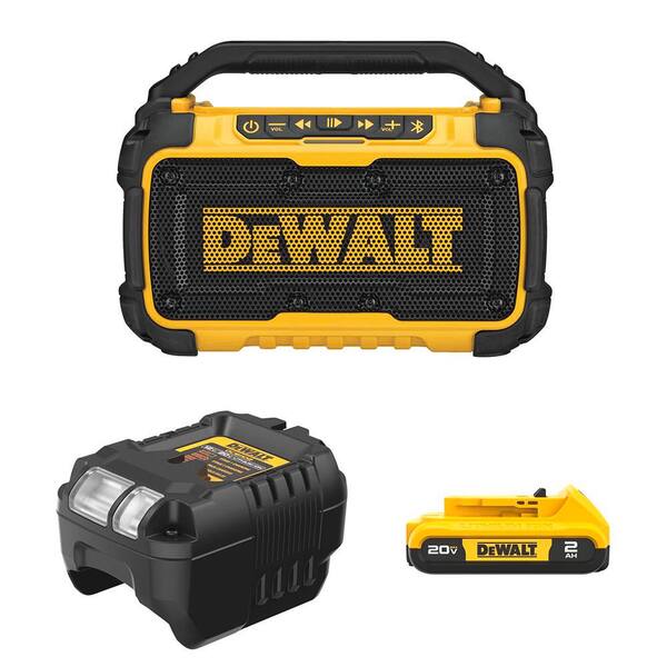 DEWALT DCR010D1 20V MAX Bluetooth Jobsite Speaker Kit 2Ah Battery Charger