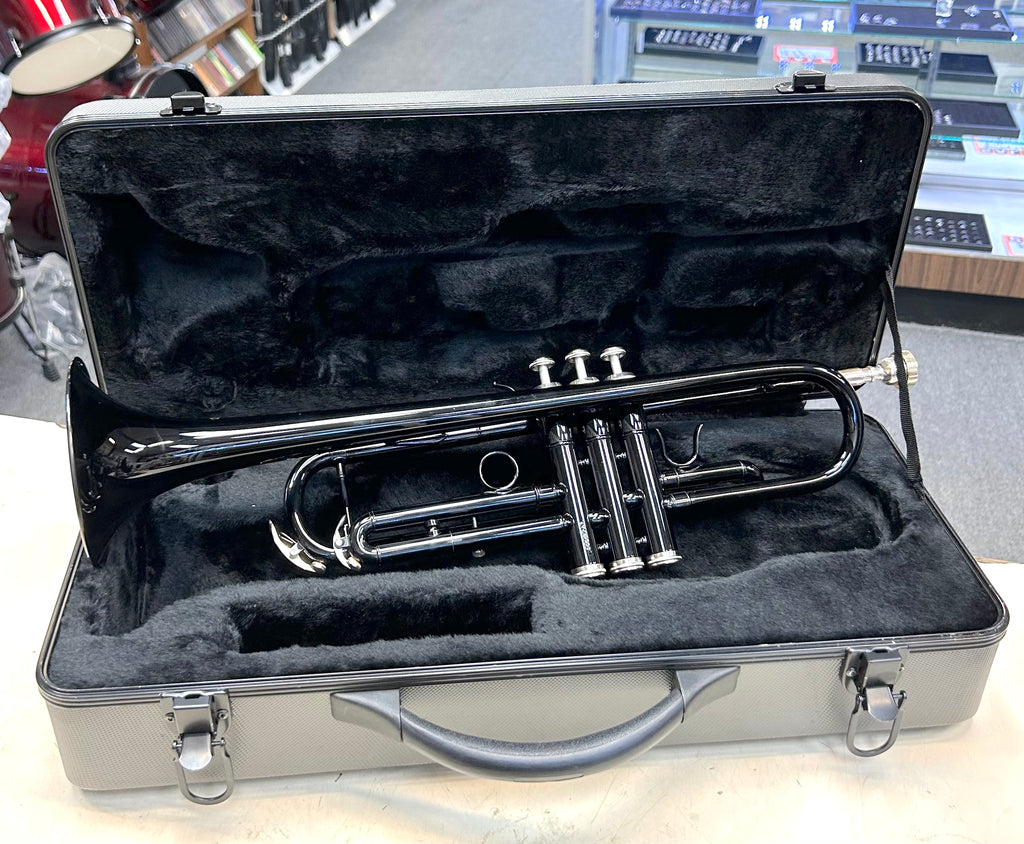 New Black Gloss Trumpet with Case – Student Beginner Band Instrument
