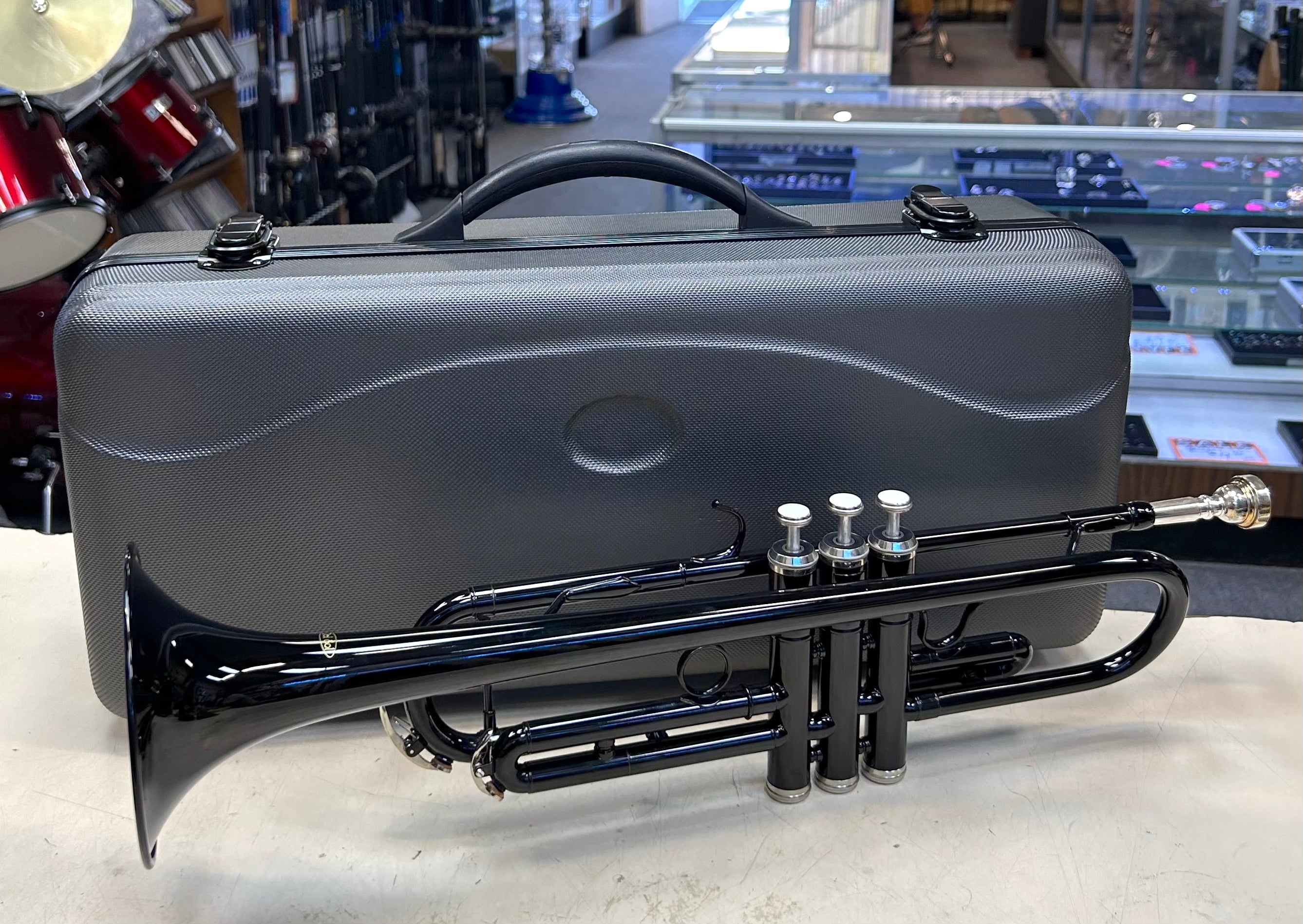 New Black Gloss Trumpet with Case – Student Beginner Band Instrument