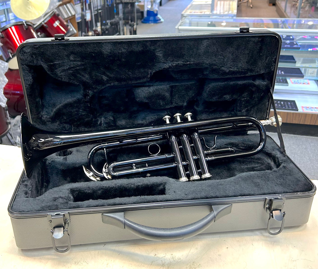 New Black Gloss Trumpet with Case – Student Beginner Band Instrument