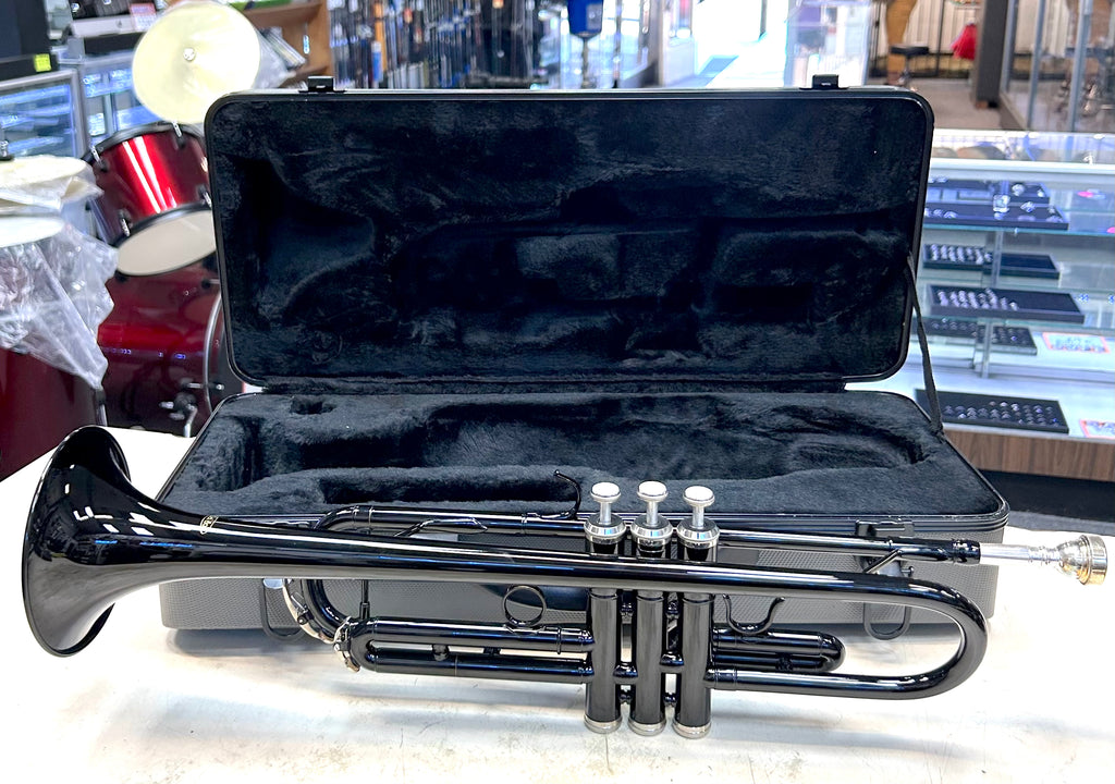 New Black Gloss Trumpet with Case – Student Beginner Band Instrument