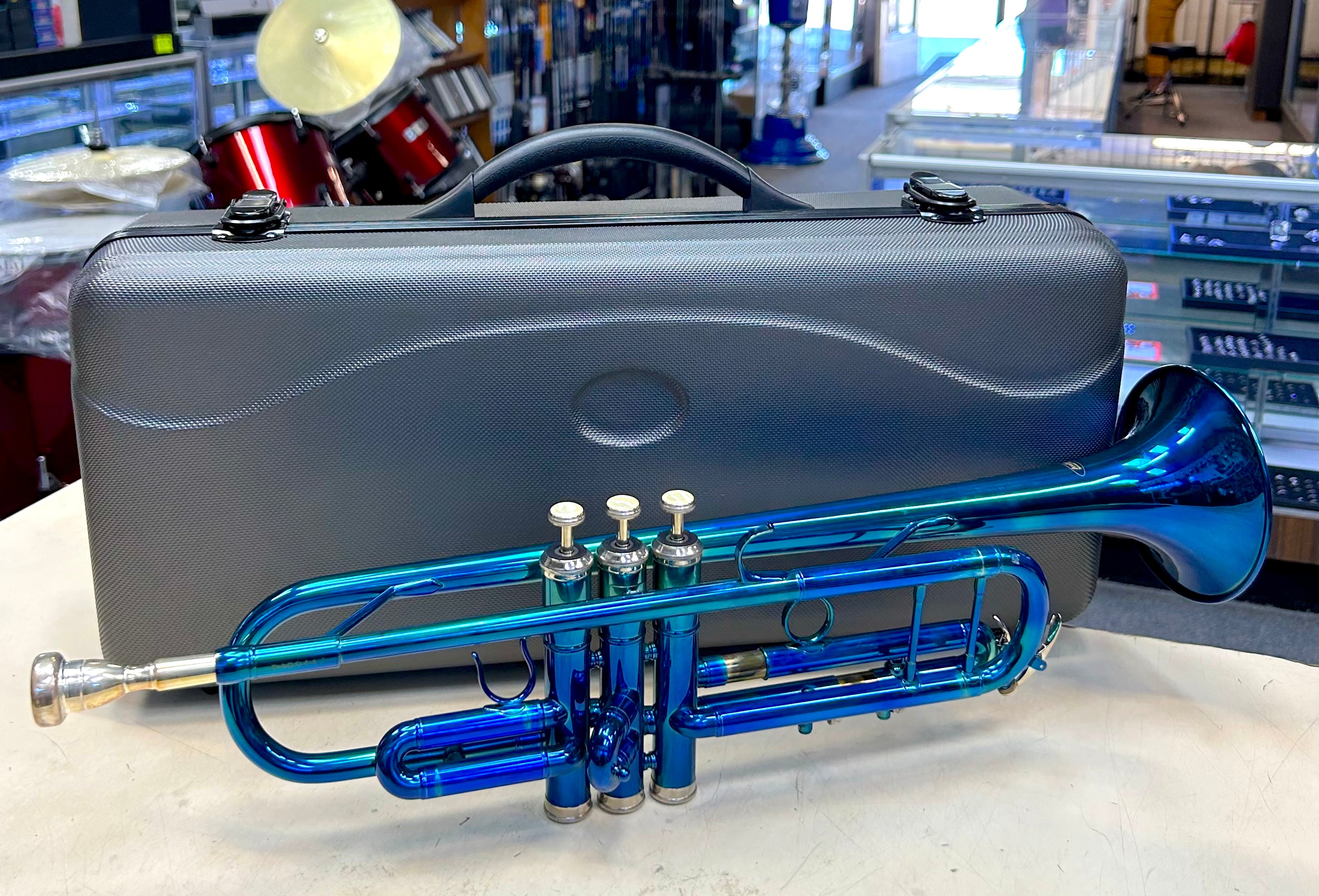 New Blue Gloss Trumpet with Case – Student Beginner Band Instrument