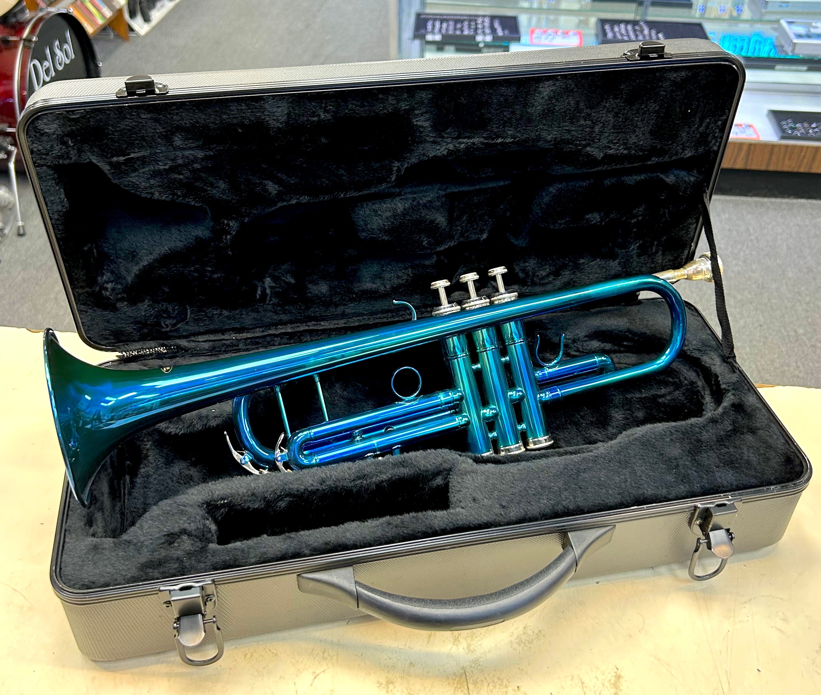 New Blue Gloss Trumpet with Case – Student Beginner Band Instrument