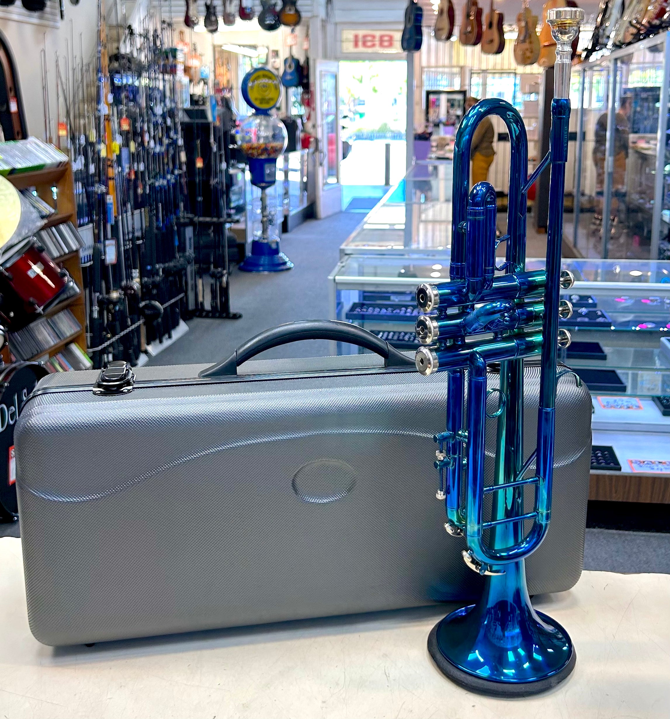 New Blue Gloss Trumpet with Case – Student Beginner Band Instrument
