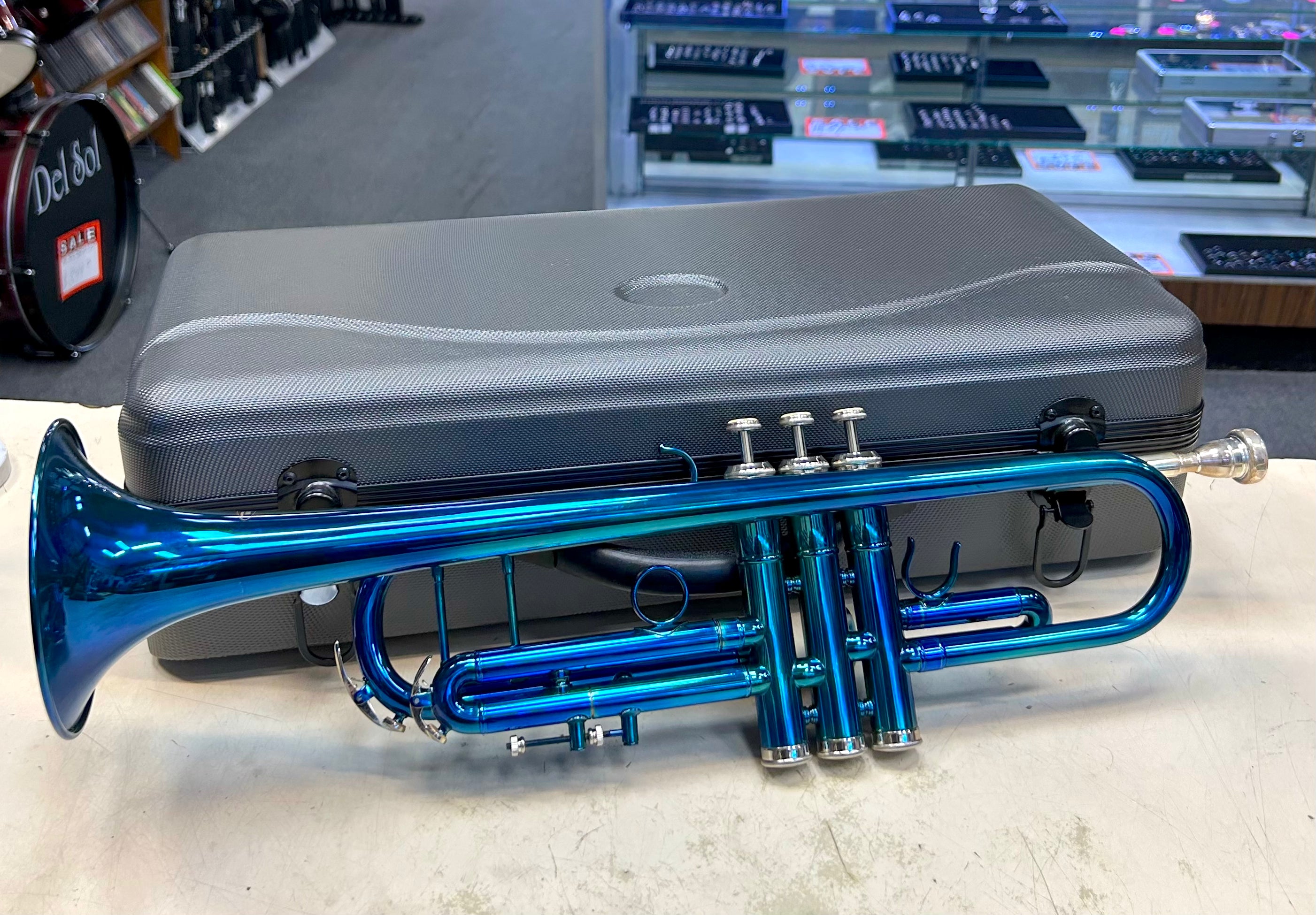 New Blue Gloss Trumpet with Case – Student Beginner Band Instrument