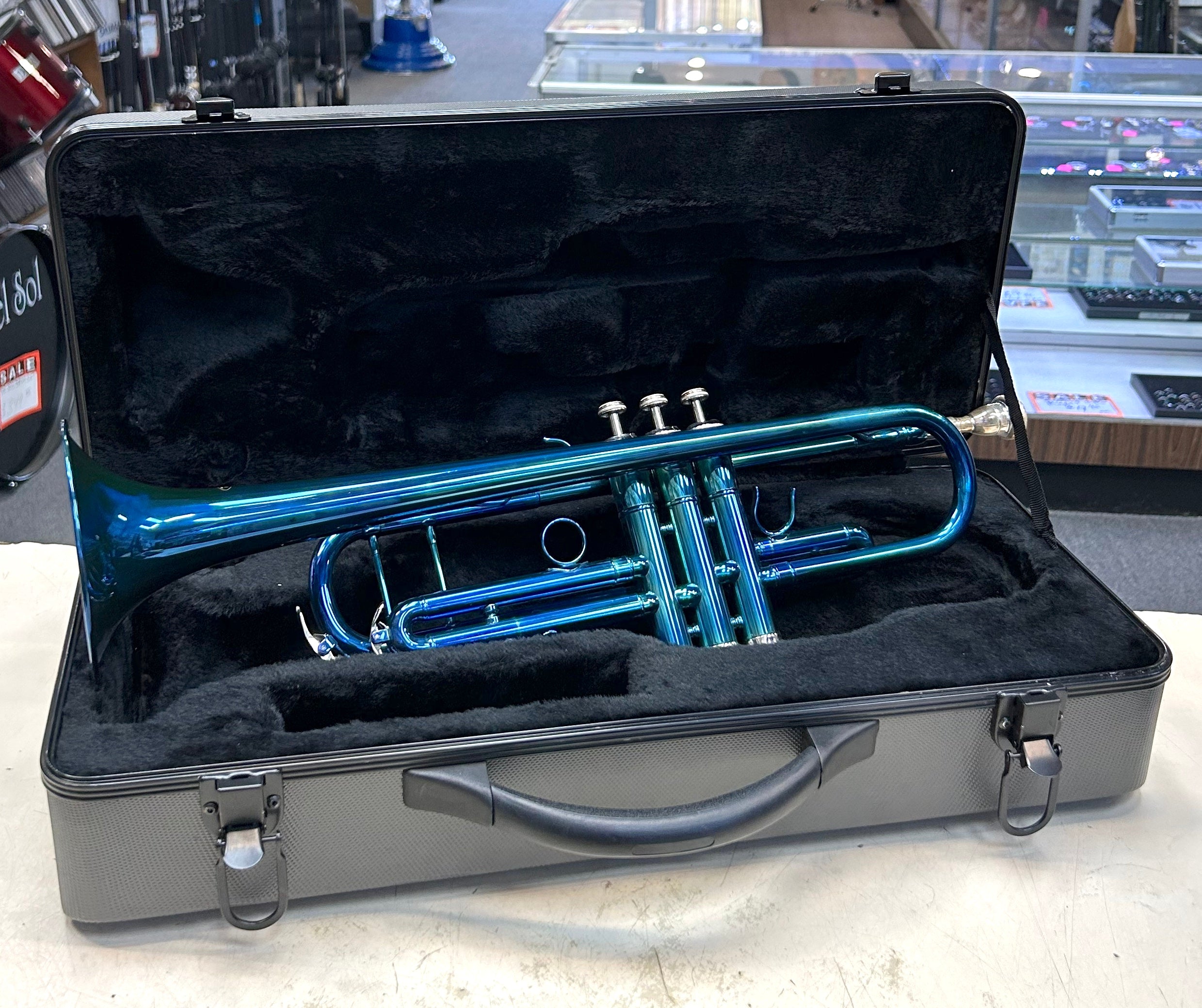 New Blue Gloss Trumpet with Case – Student Beginner Band Instrument