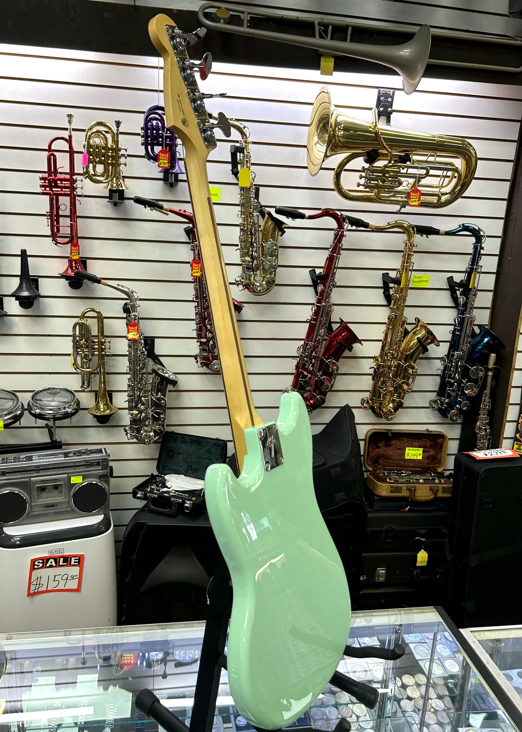 Fender Mustang Bass PJ Seafoam Green – Made in Mexico Short Scale Electric Bass w/ Hard Case