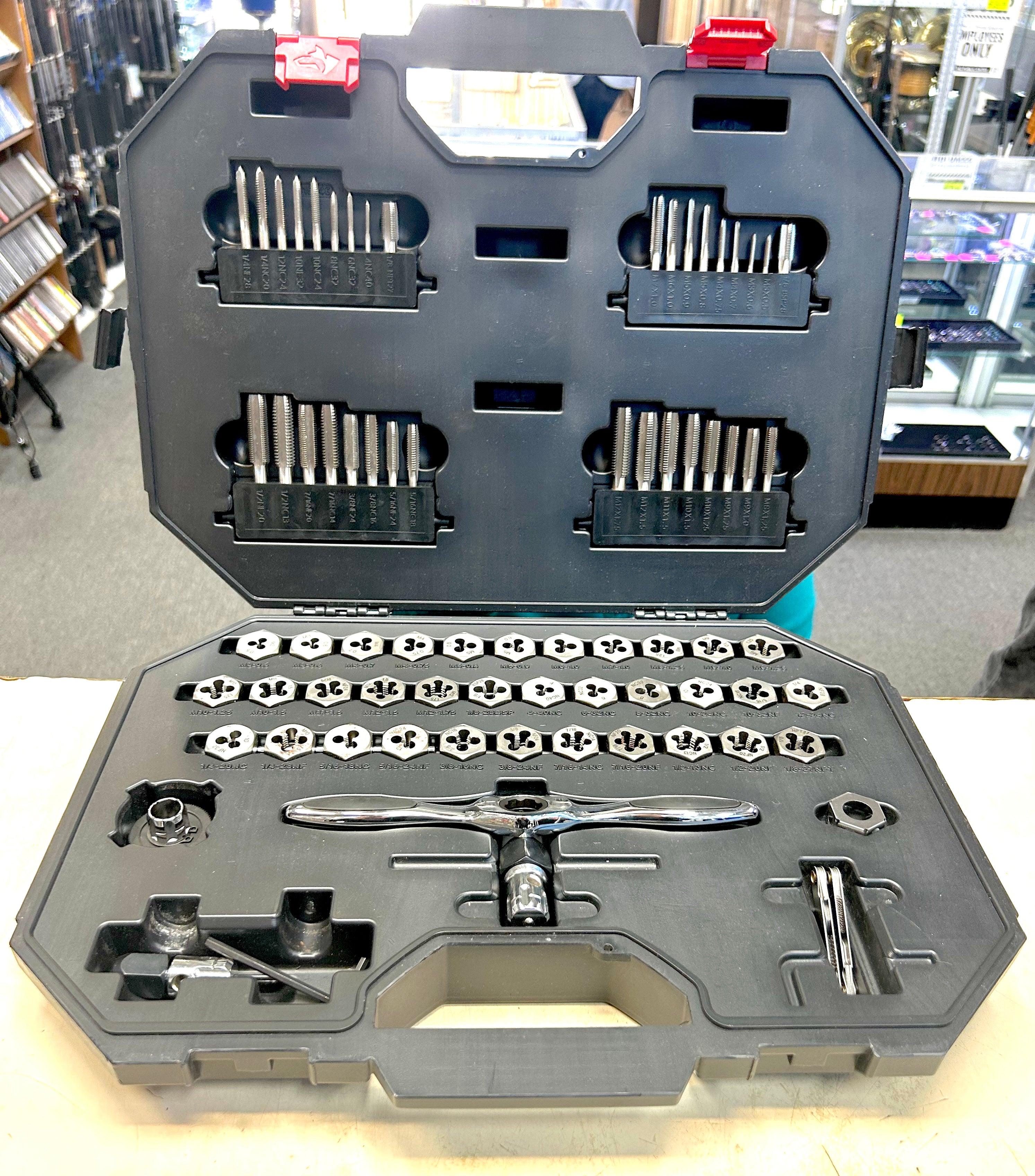 Husky 77-Piece Ratcheting Tap & Die Set SAE Metric Thread Repair Tool Kit