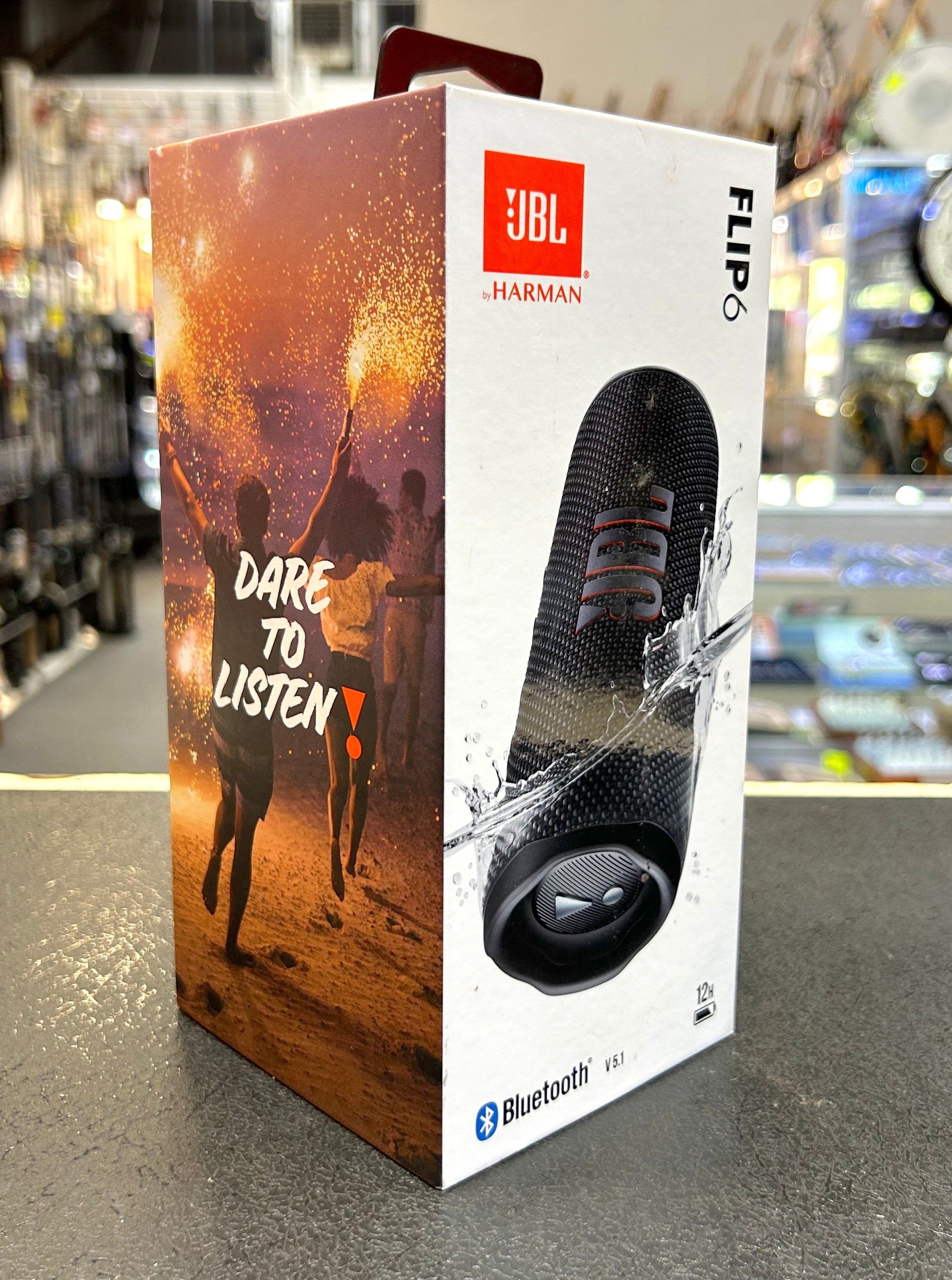 JBL Flip 6 Portable Bluetooth Speaker Black IP67 Waterproof 12H w/ Original Box