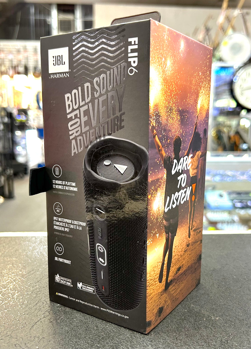 JBL Flip 6 Portable Bluetooth Speaker Black IP67 Waterproof 12H w/ Original Box