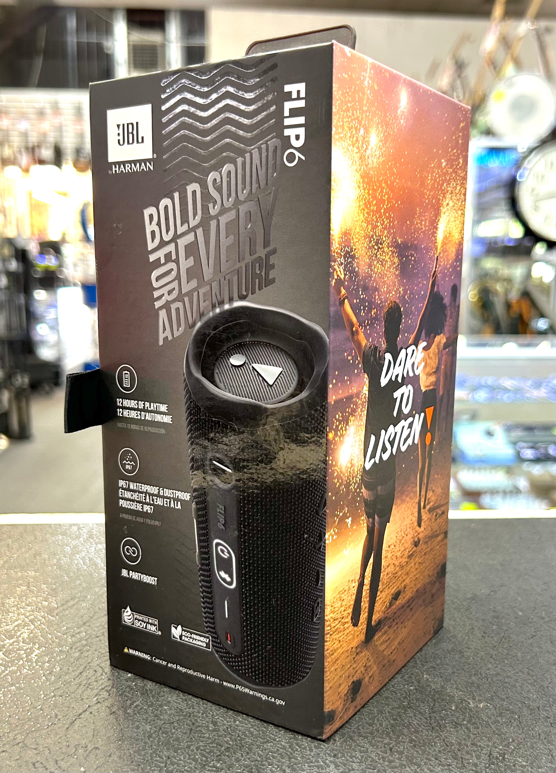 JBL Flip 6 Portable Bluetooth Speaker Black IP67 Waterproof 12H w/ Original Box
