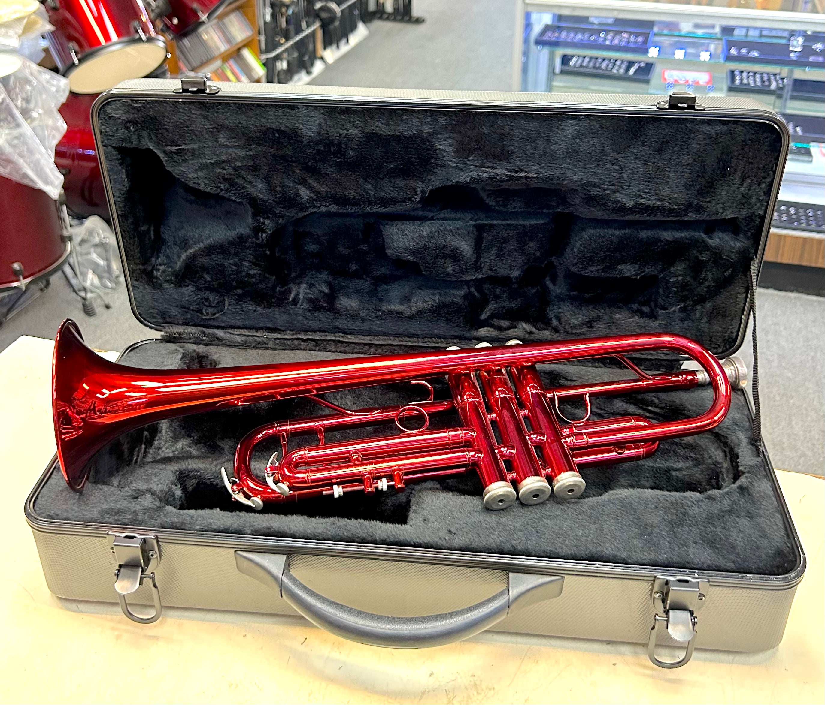 New Red Gloss Trumpet with Case – Student Beginner Band Instrument