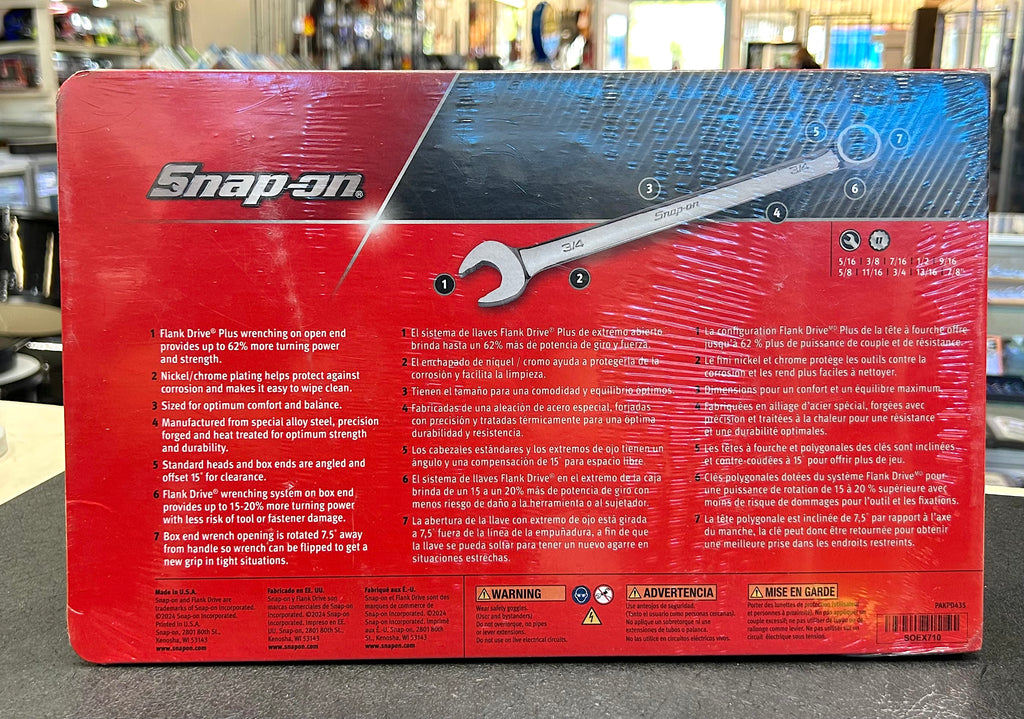 Snap-on SOEX710 10-Piece SAE Flank Drive Plus Combination Wrench Set