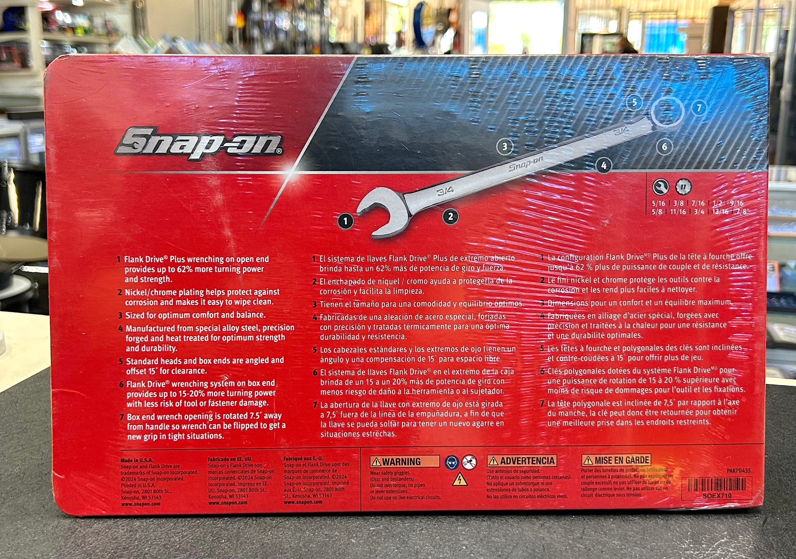 Snap-on SOEX710 10-Piece SAE Flank Drive Plus Combination Wrench Set