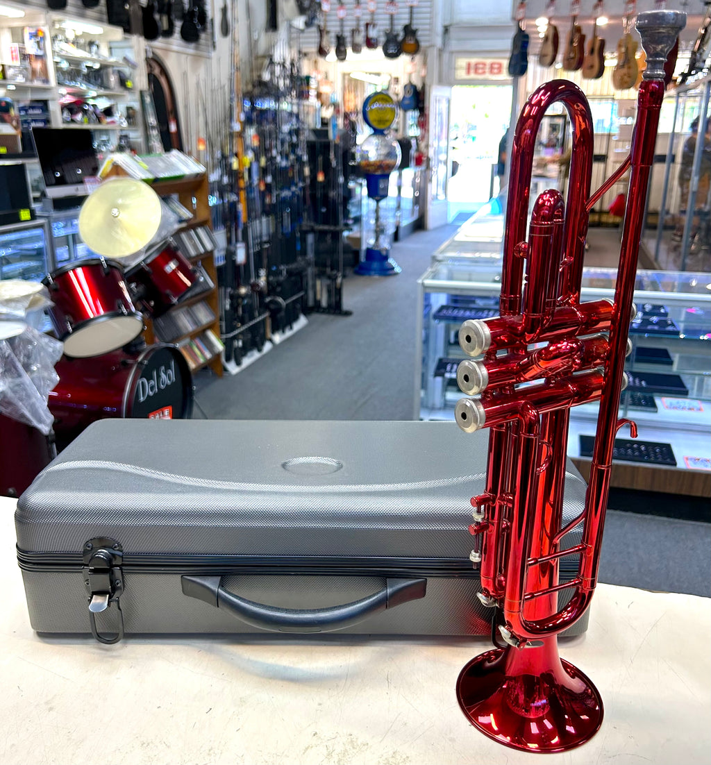 New Red Gloss Trumpet with Case – Student Beginner Band Instrument