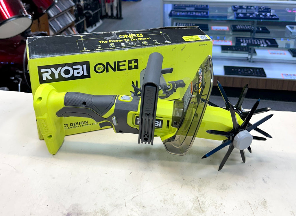 RYOBI ONE+ power tool with packaging on a white surface