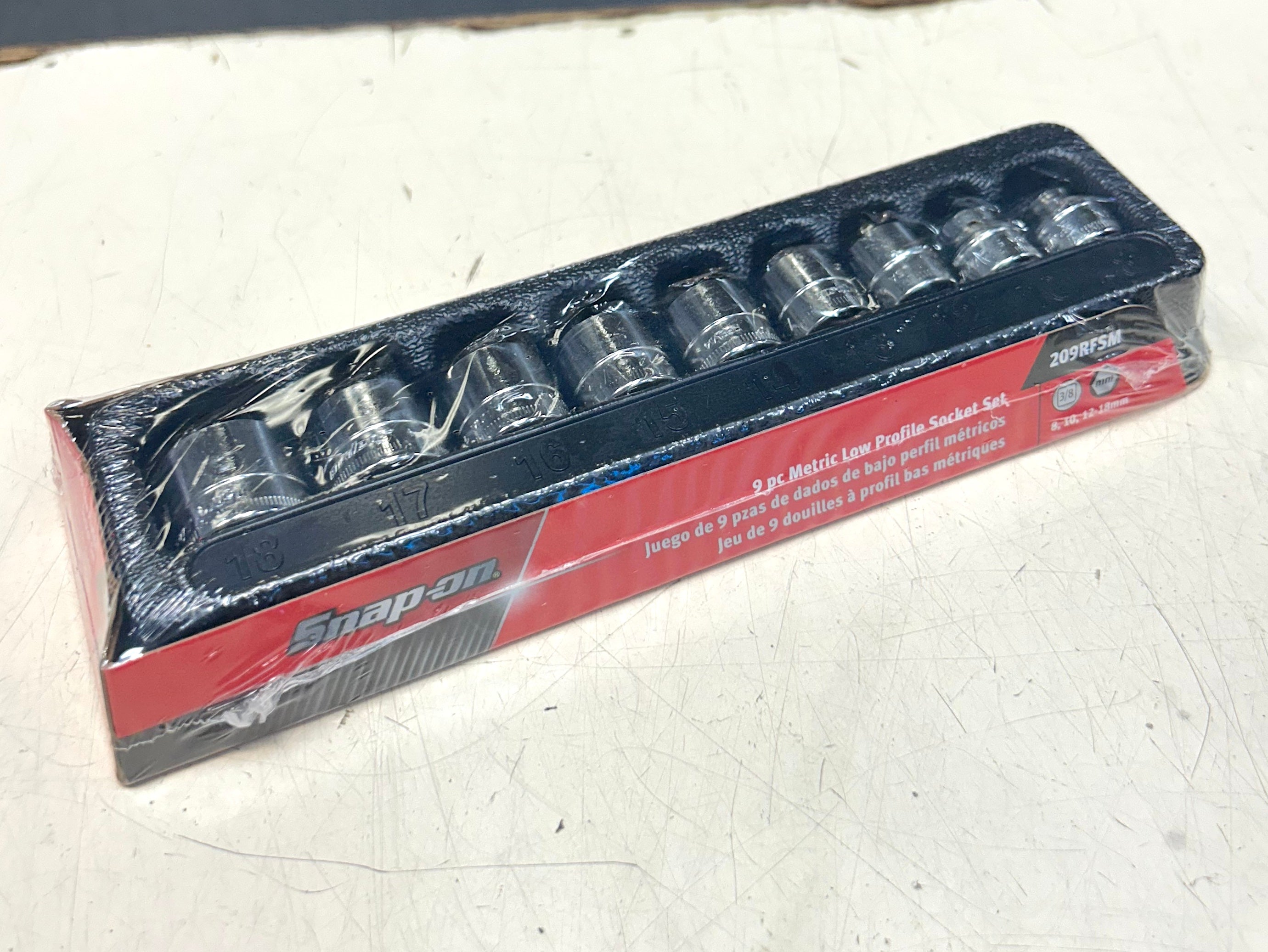 Snap-on 3/8” Drive Metric Low Profile Socket Set – 9pc Flank Drive – USA Made
