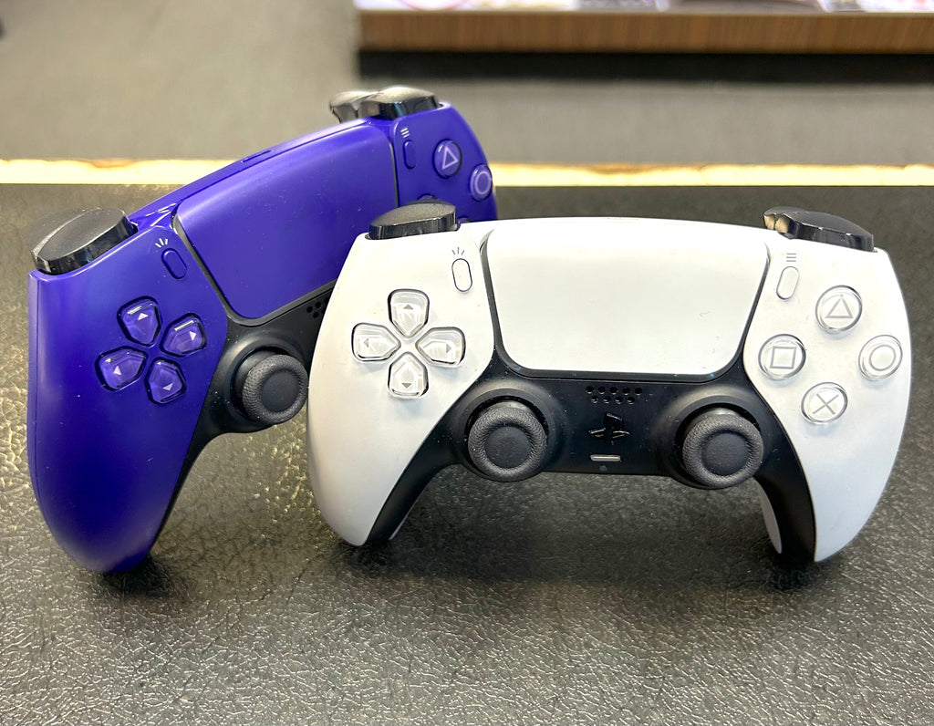 Sony PlayStation 5 PS5 Slim Disc Edition 1TB Console Bundle + 2 DualSense Controllers White & Purple