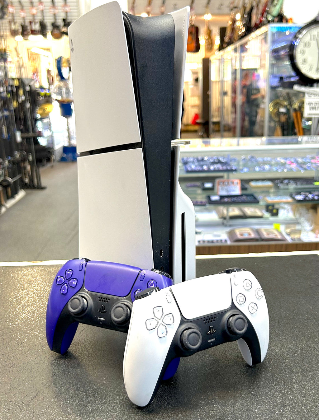 Sony PlayStation 5 PS5 Slim Disc Edition 1TB Console Bundle + 2 DualSense Controllers White & Purple
