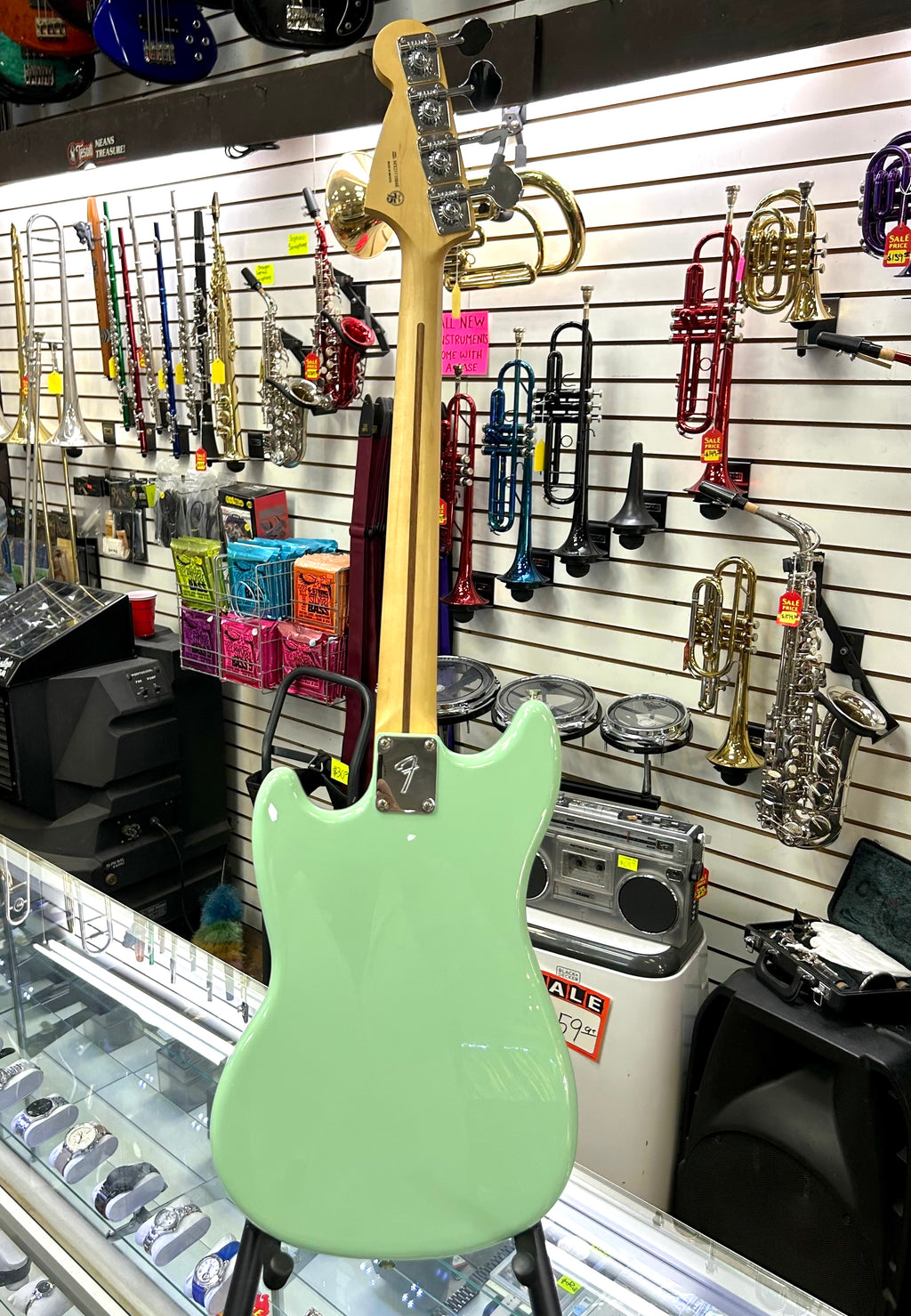 Fender Mustang Bass PJ Seafoam Green – Made in Mexico Short Scale Electric Bass w/ Hard Case