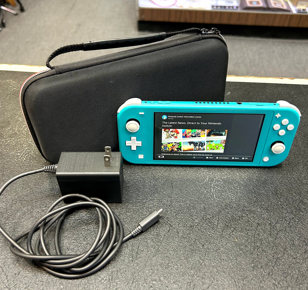 Nintendo Switch Lite Turquoise 32GB Handheld Console w/ OEM Charger & Carry Case